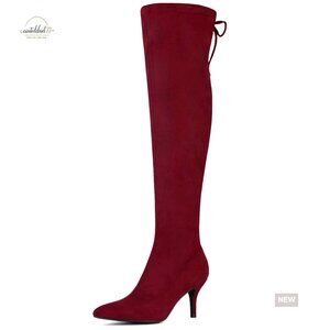 Chunky Heel Over the Knee Boots Retro Y2K Chic Faux Suede Block Heel